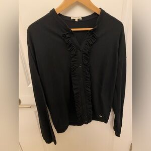 Lacoste Black Ruffled Sweater Size 44/L Womens